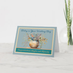 Wedding Card to Personalize with Vase of Flowers