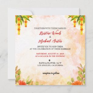 Wedding Card Water Colour Invitation 