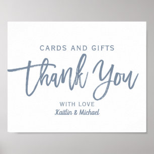Wedding Cards & Gifts 8x10 Typography   Dusty Blue Poster