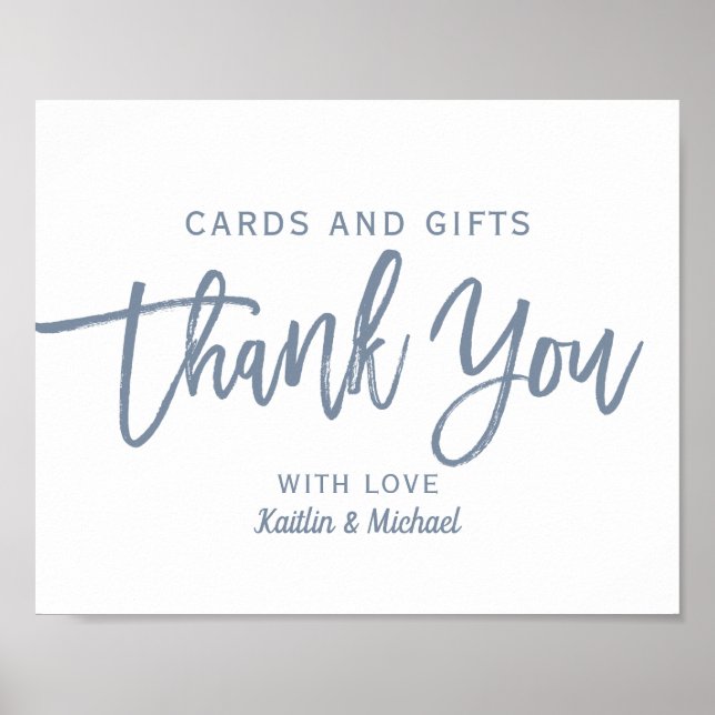 Wedding Cards & Gifts 8x10 Typography | Dusty Blue Poster (Front)