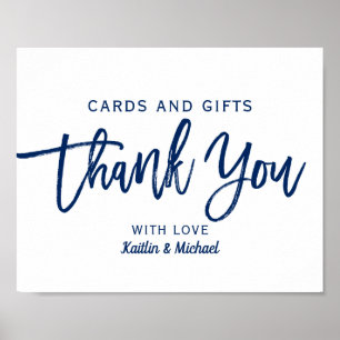 Wedding Cards & Gifts 8x10 Typography Navy Blue Poster