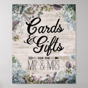 Wedding Cards Gifts Botanical Floral & Rustic Wood Poster