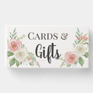 Wedding Cards & Gifts Elegant Watercolor Floral Wooden Box Sign