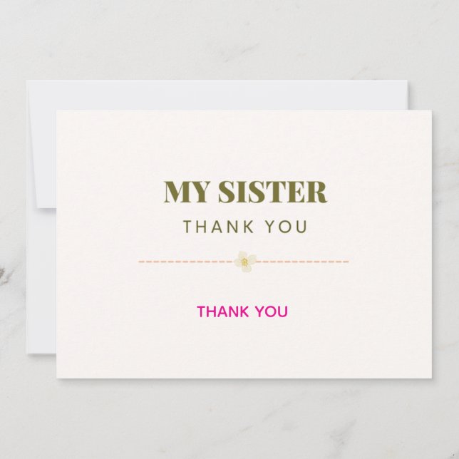Wedding cards -thank you my sister (Back)