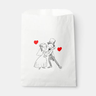 Wedding Cartoon Bride Groom Red Black Just Married Favour Bag