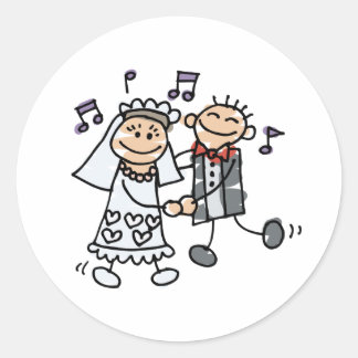 Wedding Cartoon Dance Classic Round Sticker