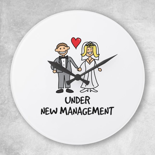 Wedding Cartoon - Under New Management Round Clock (Creator Uploaded)