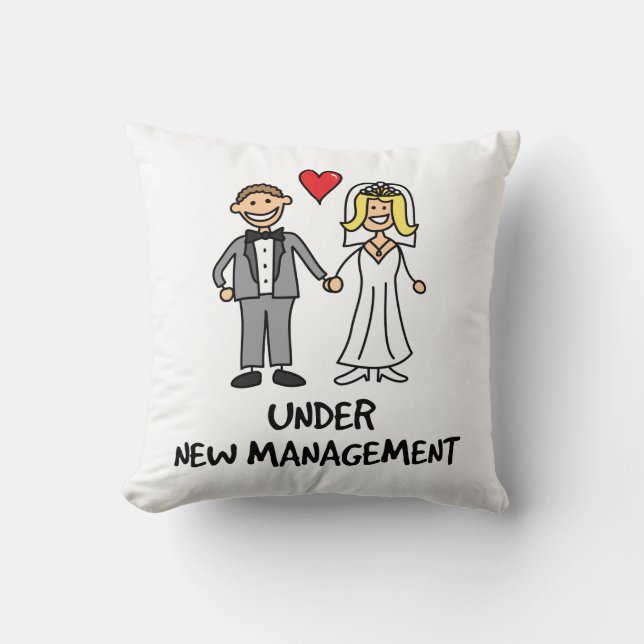 Wedding Cartoon - Under New Management Throw Pillow (Front)