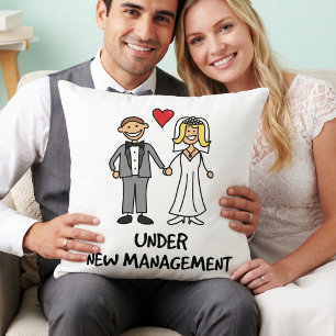 Wedding Cartoon - Under New Management Throw Pillow