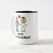 Wedding Cartoon - Under New Management Two-Tone Coffee Mug (Front Left)