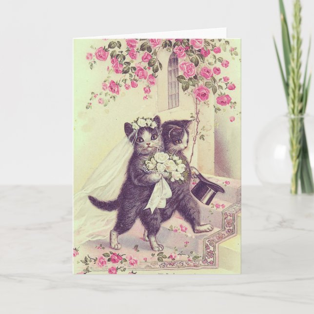 Wedding Cats Blank Customizable Card (Front)