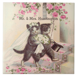 Wedding Cats with Customizable Name Tile