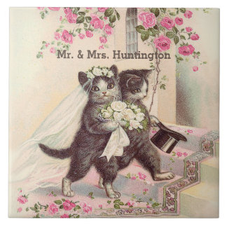 Wedding Cats with Customizable Name Tile