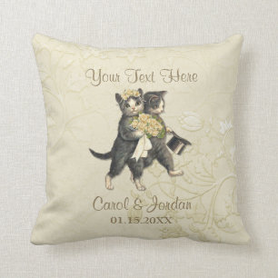 Wedding Cats Your Custom Text Throw Pillow