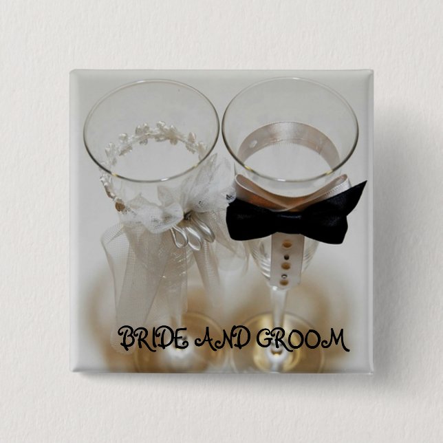 Wedding Celebration Glasses 2 Inch Square Button (Front)