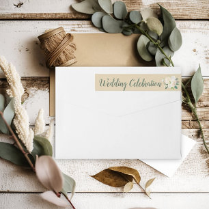 Wedding Celebration Green Gold Floral Wedding Wrap Around Label