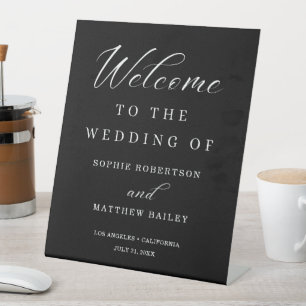 Wedding Celebration Modern Script Welcome Pedestal Pedestal Sign