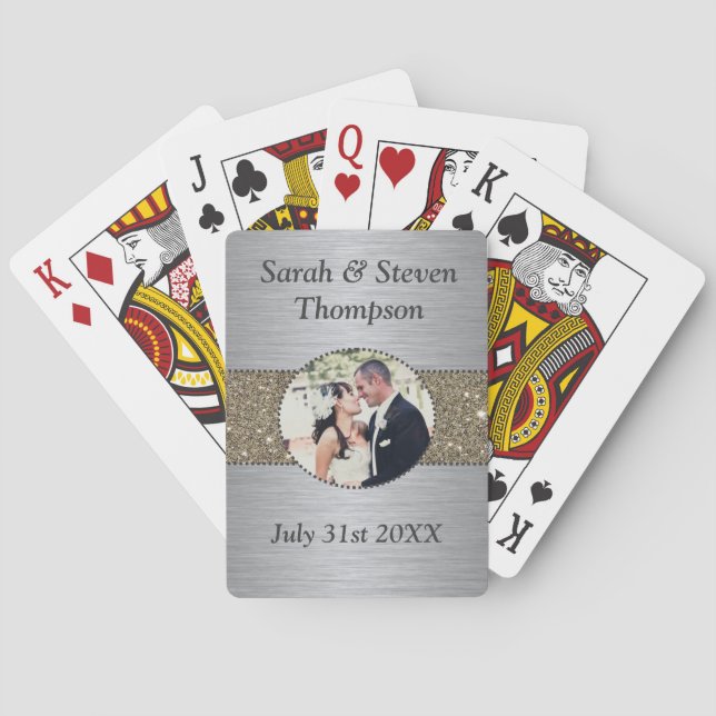 Wedding Celebration Photo Playing Cards (Back)