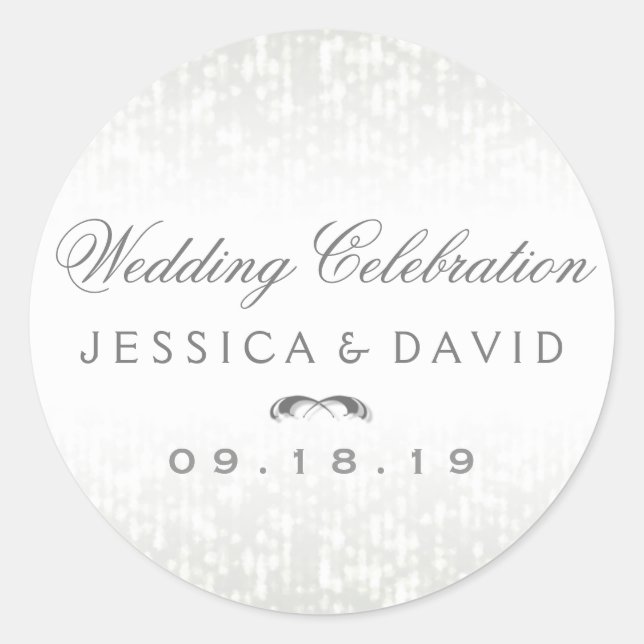 Wedding Celebration Round Names & Date Sticker (Front)