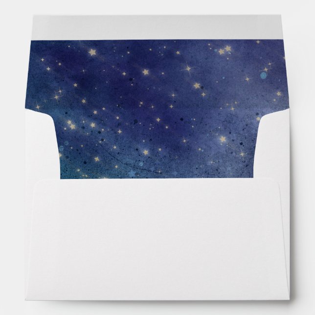 Wedding Celestial Star Night Navy  Envelope (Back (Bottom))