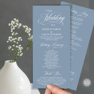 Wedding Ceremony, Classy Elegance Dusty Blue Program