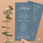Wedding Ceremony, Classy Elegance Dusty Blue Program<br><div class="desc">Elegant Classy, Wedding Ceremony Program in 4x9 inches (long) card. It is designed with scroll accent that can be personalised with custom/ personalised text for your bridal party, ceremony details, memorial notes and thank you message. If you are looking for other program card types and sizes, please search through our...</div>