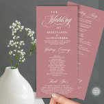 Wedding Ceremony, Classy Elegance Dusty Rose Pink Program<br><div class="desc">Elegant Classy, Wedding Ceremony Program in 4x9 inches (long) card. It is designed with scroll accent that can be personalised with custom/ personalised text for your bridal party, ceremony details, memorial notes and thank you message. If you are looking for other program card types and sizes, please search through our...</div>