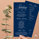 Wedding Ceremony, Classy Elegance Navy Blue, Program<br><div class="desc">Elegant Classy, Wedding Ceremony Program in 4x9 inches (long) card. It is designed with scroll accent that can be personalised with custom/ personalised text for your bridal party, ceremony details, memorial notes and thank you message. If you are looking for other program card types and sizes, please search through our...</div>