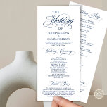 Wedding Ceremony, Classy Elegance Navy Blue, Program<br><div class="desc">Elegant Classy, Wedding Ceremony Program in 4x9 inches (long) card. It is designed with scroll accent that can be personalised with custom/ personalised text for your bridal party, ceremony details, memorial notes and thank you message. If you are looking for other program card types and sizes, please search through our...</div>