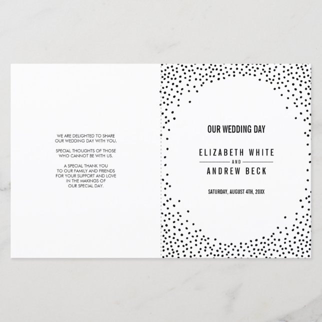 WEDDING CEREMONY cute simple black confetti spots (Front)