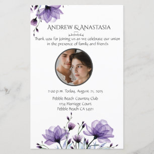 Wedding Ceremony Day of Program Photo & Floral