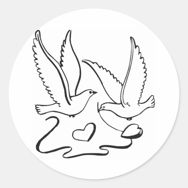 Wedding Ceremony Doves Classic Round Sticker (Front)