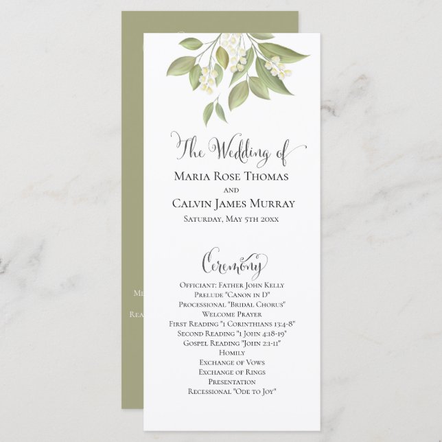 Wedding Ceremony Elegant Sage Greenery Foliage (Front/Back)