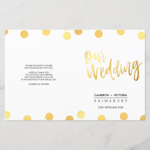 WEDDING CEREMONY hand lettered script gold spots