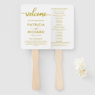 Wedding Ceremony Order of Service Program Gold Hand Fan