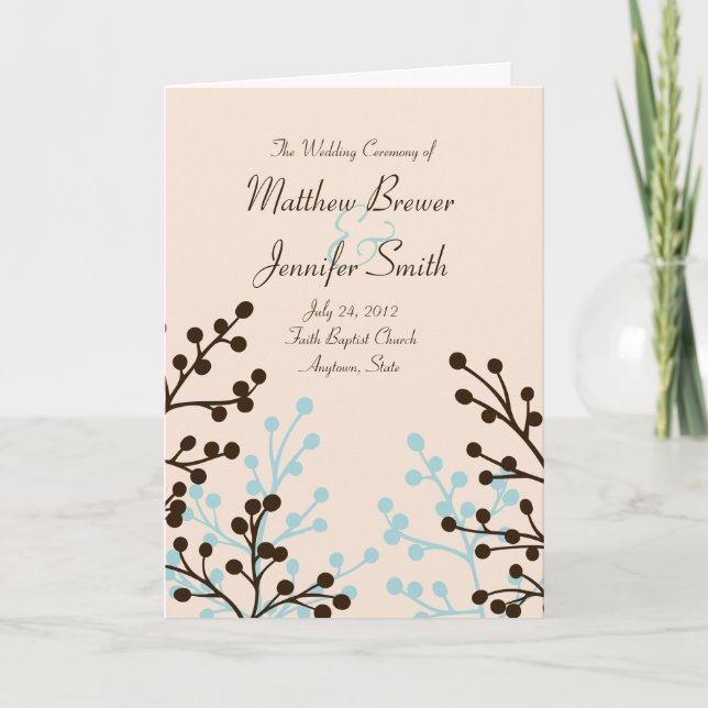 Wedding Ceremony Program and Order of Service Card (Front)