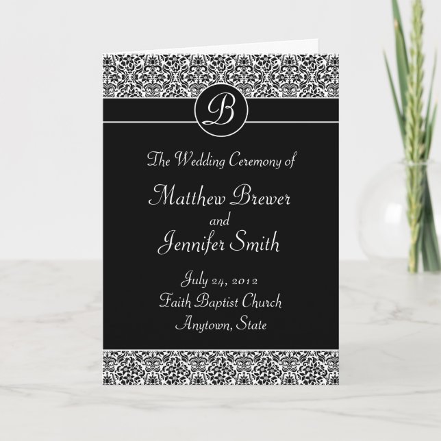Wedding Ceremony Program and Order of Service Card (Front)