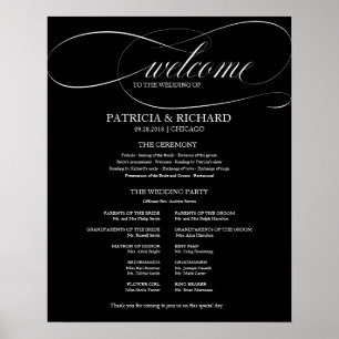 Wedding Ceremony Program Board Black And White Poster