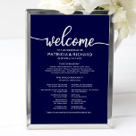 Wedding Ceremony Program Board Chic Navy Blue Poster<br><div class="desc">A rustic chic navy blue lettering wedding ceremony program poster. Add your own background colour.</div>