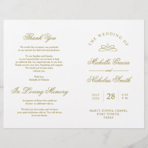 Wedding Ceremony Program Classic Elegance Gold