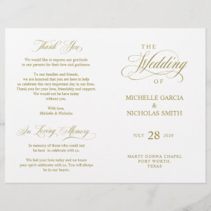 Wedding Ceremony Program Classic Elegance Gold