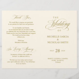 Wedding Ceremony Program Classic Elegance Gold