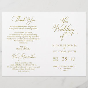 Wedding Ceremony Program Classy Elegant Gold