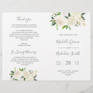 Wedding Ceremony Program Cream Watercolor Floral