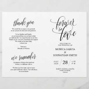Wedding Ceremony Program, Elegance Script Black
