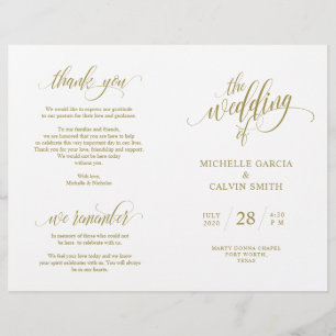 Wedding Ceremony Program Elegance Script GOLD