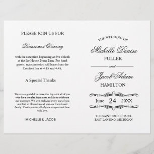 Wedding Ceremony Program Elegant Hearts