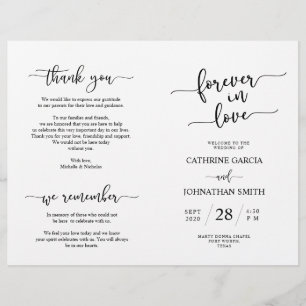 Wedding Ceremony Program, Elegant Script Black
