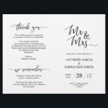 Wedding Ceremony Program, Elegant Script Black<br><div class="desc">This is the foldable wedding ceremony program card, in elegance script in Black colour themed. It is designed with scroll accent that can be personalised with custom/ personalised text for your bridal party, ceremony details, memorial notes and thank you message. ** Note: these text weight paper programs arrive flat and...</div>