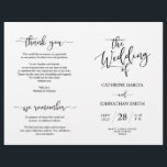 Wedding Ceremony Program, Elegant Script Black<br><div class="desc">This is the foldable wedding ceremony program card, in elegance script in Black colour themed. It is designed with scroll accent that can be personalised with custom/ personalised text for your bridal party, ceremony details, memorial notes and thank you message. ** Note: these text weight paper programs arrive flat and...</div>